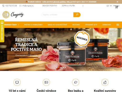 bez lepku a bez chemických konzervantů. poctivé maso, paštiky, škvarky a jiné delikatesy, které dělávala již vaše babička a dědeček. ochutnejte čongrády delikatesy - vyrobeno v česku.