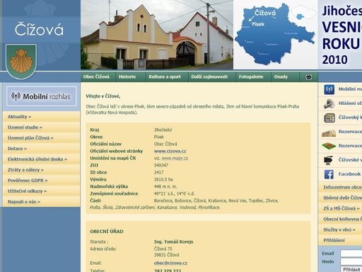 čížová - jihočeská vesnice roku 2010