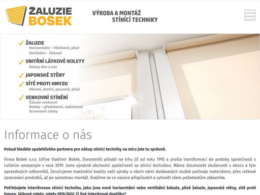 výroba a montáž stínící techniky.