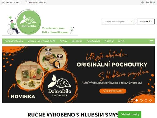 .. vítejte u nás v dobrodíle
 
jsme sociální podnik z králova dvora a první certifikovaná mýdlárna, která dává skutečnou práci lidem s mentálním hendikepem. certifikovanou mýdlárnou myslíme to, že všechny naše výrobky jsou certifikované státním zdravotním ústavem jako kosmetický přípravek.v současnosti u nás pracuje…