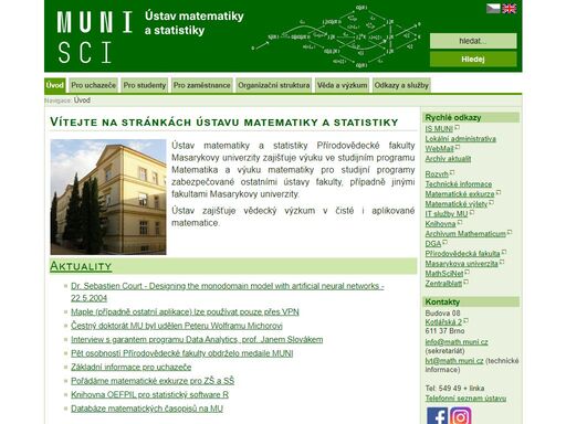 přírodovědecká fakulta masarykovy univerzity - ústav matematiky a statistiky