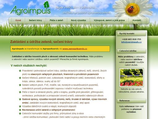 agroimpuls – sečení trávy, údržba zeleně, nová výsadba.