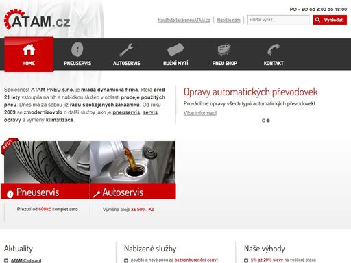 atam.cz prodej pneu, autoservis, pneuservis