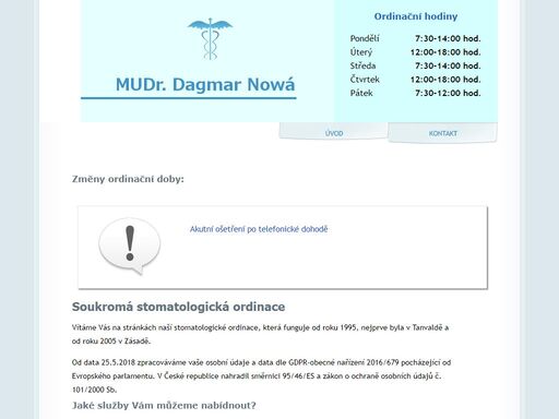 oficiální webové stránky - soukromá stomatologická ordinace, mudr. dagmar nowá - www.zubar-zasada.cz