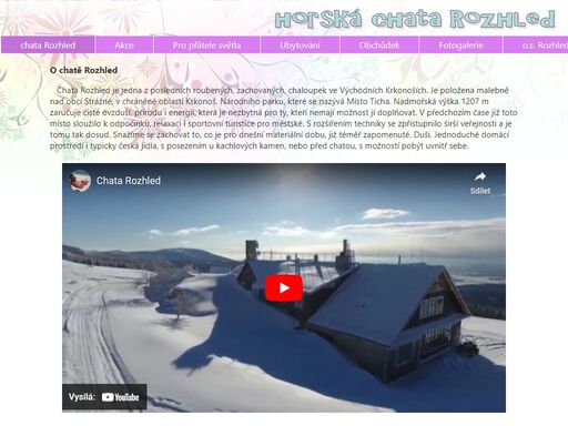 webové stránky horské chaty rozhled v krkonoších
