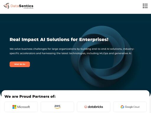 we solve business challenges for large organizations by building end-to-end ai solutions, industry-specific accelerators and harnessing the latest technologies, including mlops and generative ai.