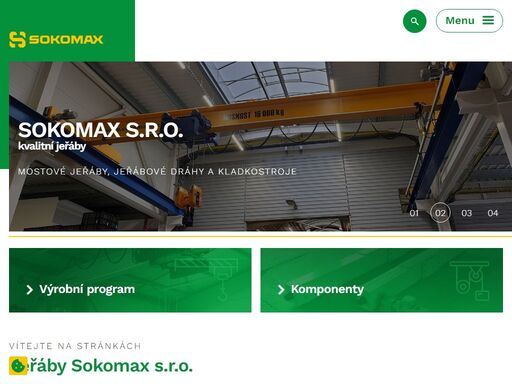 firma sokomax s.r.o. se zabývá výrobou, dodávkou a montáží jeřábů a jeřábových drah, servisem a rekonstrukcemi jeřábů. 