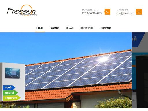 freesun - první oficiální partner slunce.staňte se partnerem slunce a ušetřete za energii s fotovoltaickou elektrárnou freesun.kompletní dodávka,instalace.