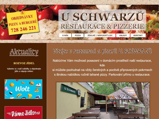 webové stránky naší restaurace a pizzerie s kompletní nabídkou.