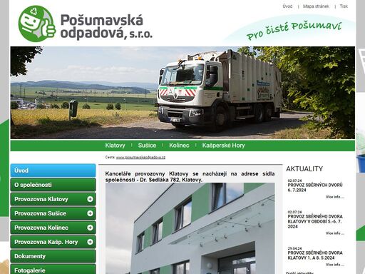 komplexní služby v odpadovém hospodářství v regionu klatovy a sušice. směsný komunální odpad, tříděný odpad, velkoobjemový a nebezpečného odpad, bio odpad. sběrný dvůr sušice.