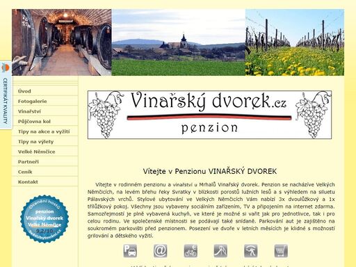 vinarskydvorek.cz  penzion ubytování hotel velké němčice víno sklep