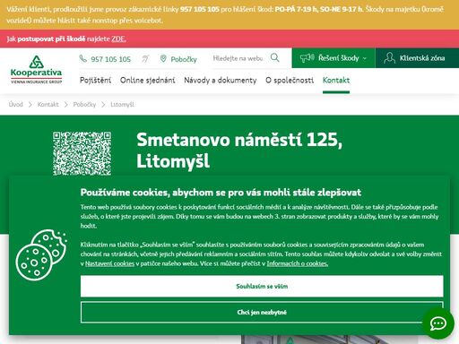 pojišťovna kooperativa - litomyšl, smetanovo náměstí 125, tel.: 461 316 838 , e-mail: hjiraskova@koop.cz, hana jirásková - odpovědný vedoucí