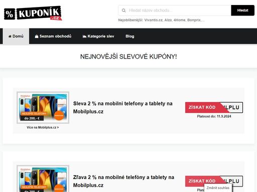 slevové kupóny, kódy a akce do českých e-shopů. nakupujte chytře a ušetřete s kuponíkem na nákupech online. denně aktualizováno.