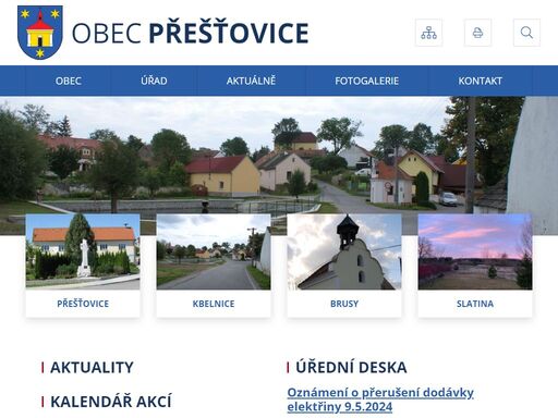 oficiální stránky obce přešťovice
