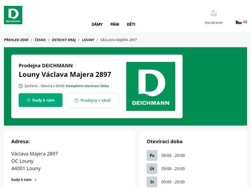 váš prodejnu deichmann václava majera 2897 ve louny ? otevřít pracovní dobu a ? telefonní číslo ? zobrazit nyní.