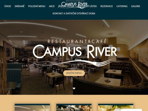 campus river restaurant je stylovou nekuřáckou restaurací nabízejí denní a víkendové menu.