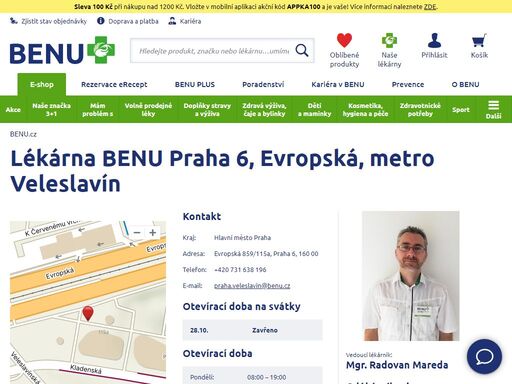 ?lékárna má bezbariérový vstup. široký sortiment léčivých přípravků, doplňků stravy, zdravotnických prostředků, veterinárních přípravků a dermokosmetiky.?