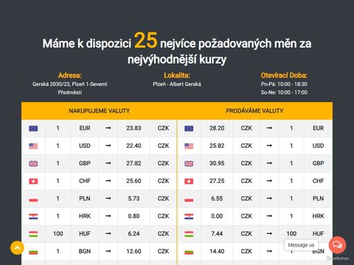 disponujeme 25 nejžádanějšími měnami za nejvýhodnější kurzy na 24 pobočkách po celé čr