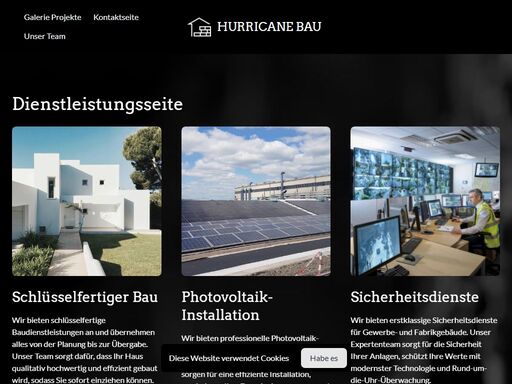 bauen sie ihre zukunft mit hurricane bau. wir bieten schlüsselfertige bauprojekte, photovoltaik-installationen, sicherheitsdienste und regalsysteme an.