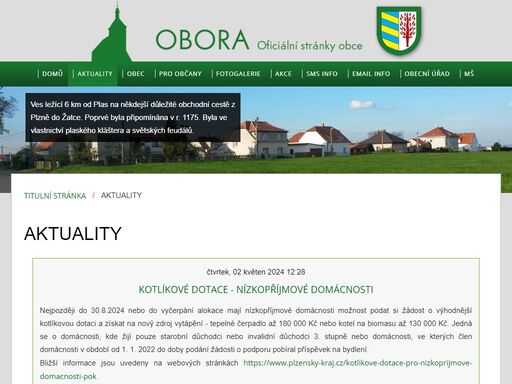 oficiální stránky obce obora