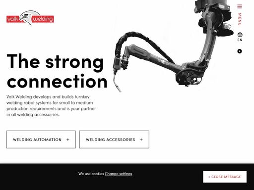 valk welding has been supplying ‘all-in-one’ welding robot systems for over 45 years, including welding wire, software, consumables and service.