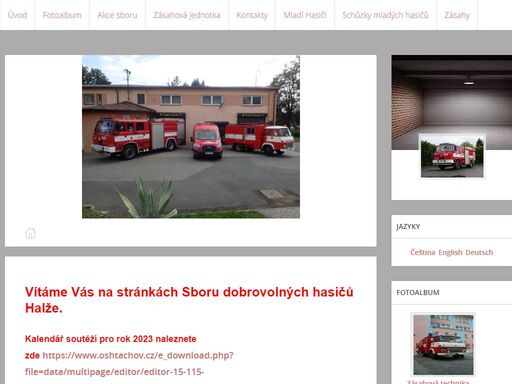www stránky sboru dobrovolných hasičů v halži.