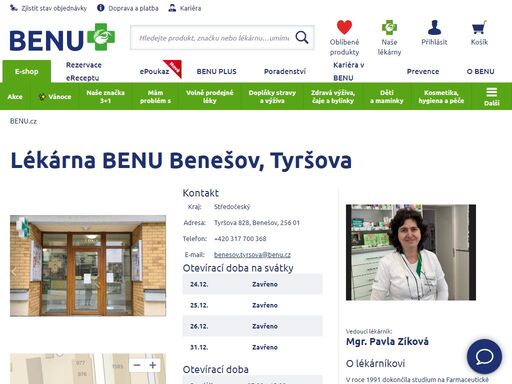 v roce 1991 dokončila studium na farmaceutické fakultě univerzity komenského v bratislavě. od roku 2011 pracuje v benešovské lékárně a postupně se vypracovala na vedoucí lékárnici. v dubnu 2021 je lékárna součástí benu franšízy. ve volném čase ráda maluje, tančí, miluje přírodu, kde ráda relaxuje.…