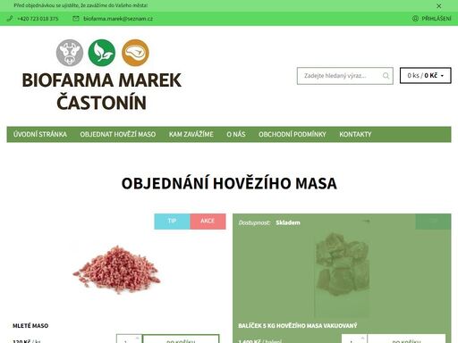 homepage. bio hovězí maso z ekologické farmy biofarma marek častonín