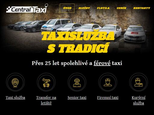 přes 25 let spolehlivé a férové taxi. taxi služba, transfer na letiště, senior taxi, smluvní přeprava, firemní taxi, kurýrní služba.
