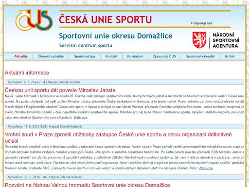 česká unie sportu, sportovní unie okresu domažlice, čus suod