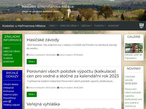 oficiální webové stránky obce kostelec u heřmanova městce