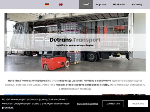 detrans s.r.o. - dopravní společnost se specializuje převážně na sběrnou službu mezi českou republikou, německem, rakouskem, holandskem, dánskem.