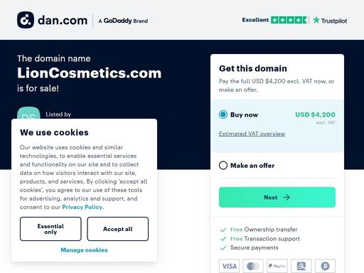 the domain name lioncosmetics.com is for sale. make an offer or buy it now at a set price.