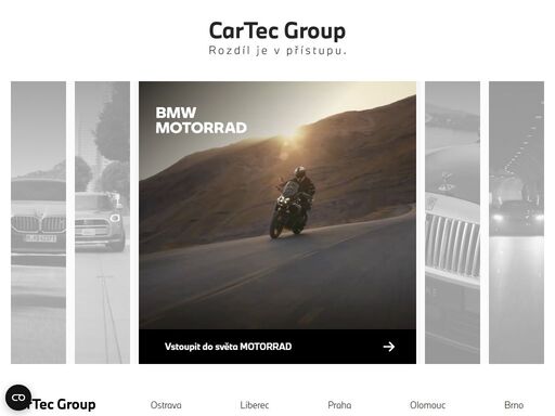 cartec group nabízí vozy značky bmw, mini, rolls-royce a motorky značky bmw motorrad. poznejte s námi, že rozdíl je v přístupu.