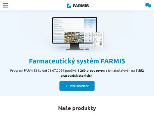 farmis s.r.o. - vývoj, prodej a servis lékárenských systémů úvodní stránka.