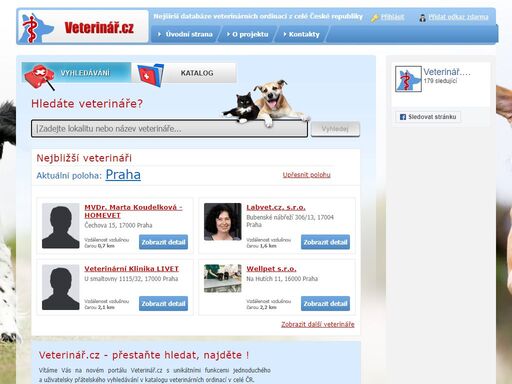 nejširší databáze veterinárních ordinací z celé české republiky