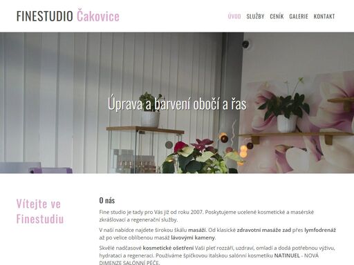 webové stránky salónu finestudio čakovice