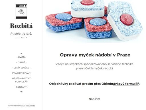 rozbitamycka.cz - specializovaný servis pozáručních oprav myček nádobí. cestovné v praze zdarma. 90 procent dokončení zakázek přímo u vás doma.