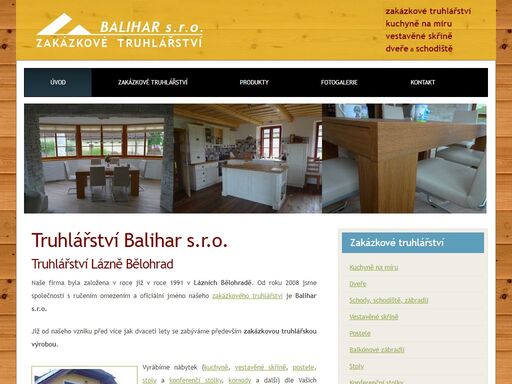 truhlářství balihar lázně bělohrad vyrábí a dodává truhlářské produkty na zakázku.