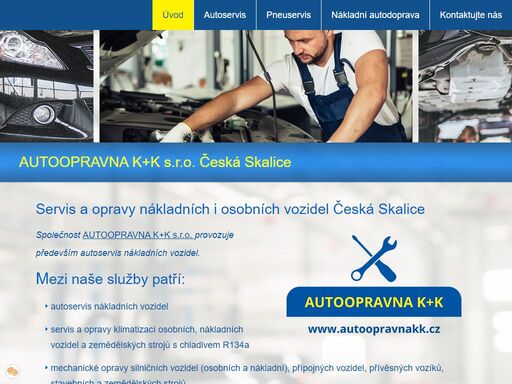 servis a opravy vozidel česká skalice. hlavní činností společnosti autoopravna k+k s.r.o.  je oprava nákladních silničních vozidel