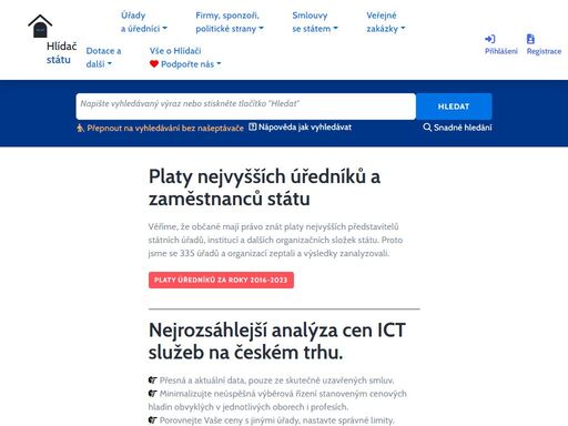 hlídač státu - veřejná kontrola státních a veřejných institucí. veřejnoprospěšný projekt. hlídač smluv a registr smluv. hlídač webů.