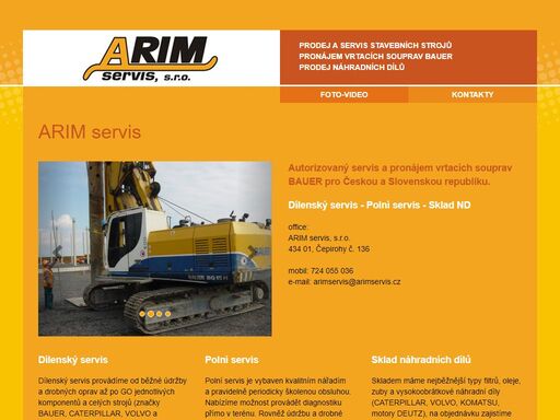 arim servis, s.r.o. - prodej a servis stavebních strojů, prodej náhradních dílů