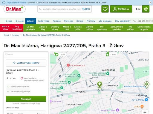 dr. max lékárna, hartigova 2427/205, praha 3 - žižkov | dr. max lékárna