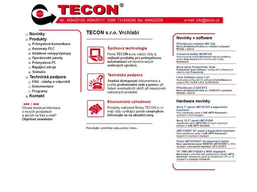 tecon s.r.o., vrchlabí, průmyslová automatizace, špičková technologie,
  		komunikace, automaty plc, operátorské panely