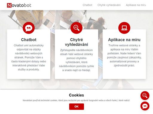chatbot, chytré vyhledávání a aplikace na míru