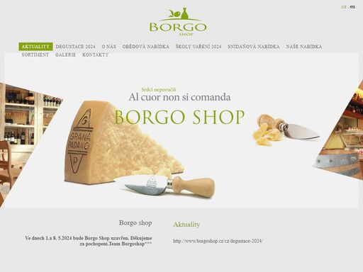 borgo shop je pokračováním projektu restaurace borgo agnese, nacházející se v budově anenských teras v brně na ulici kopečná, kterou vede šéfkuchař a spolumajitel pan michal prachař již od roku 2008. 