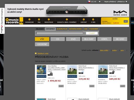 internetový a kamenný obchod. nabízíme hudbu a filmy na lp, cd, mc, sacd, blu-ray, 4k uhd a dvd. bohatý výběr žánrů-rock, folk, hard & heavy, pop, metal, punk, jazz, blues, audioknihy. filmové komedie, westerny, dokumenty, muzikály, sci-fi, aj. gramofony, gramodesky, vinyly, přenosky, vše pro vinyl. hi-fi technika.