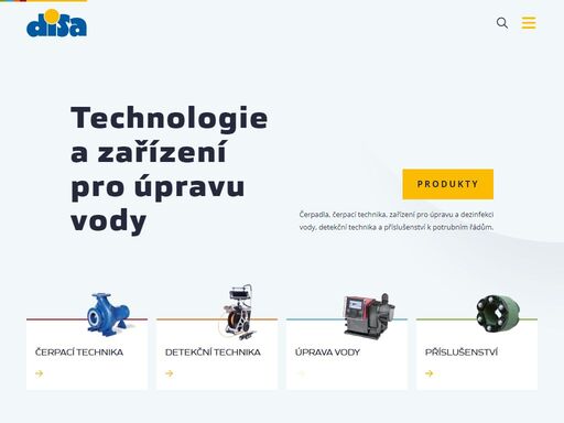 čerpadla, čerpací technika, zařízení pro úpravu a dezinfekci
vody, detekční technika a příslušenství k potrubním řádům.