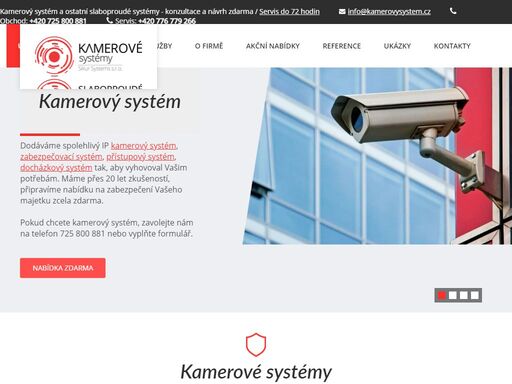 instalujeme a servisujeme kamerové systémy, ? zabezpečovací systémy, ? docházkové systémy po celé čr, nejen v praze, brně nebo ostravě. ? kamerové zabezpečovací systémy s kvalitním nočním viděním, ? ahd kamerový systém, ? ip kamerový systém s rozlišením až 12 mpix. ? bezpečnostní kamerové systémy instalujeme po celé republice. ? více než 20 let zkušeností.