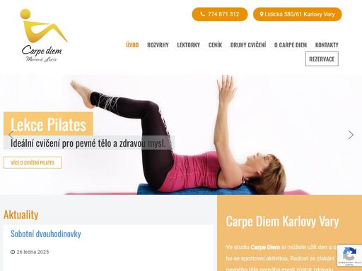 centrum zdravého pohybu carpe diem karlovy vary. udržujte své tělo v kondici a mějte mysl čistou. mnoho druhů cvičení, pilates, aerobik, jóga, bosu, tabiata